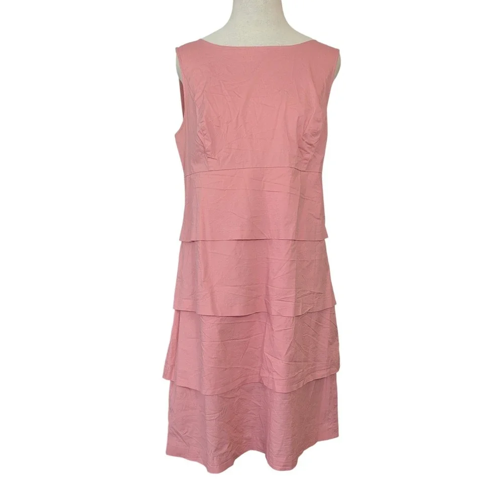 Loft Womens Size 8 Pink Tiered Sleeveless‎ Cotton Blend Shift Dress